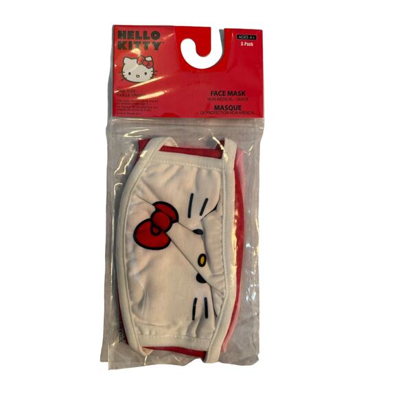 Hello Kitty Accessories - HELLO KITTY Childs Size 4+ 3-Packl Face Mask Red Pink White OS